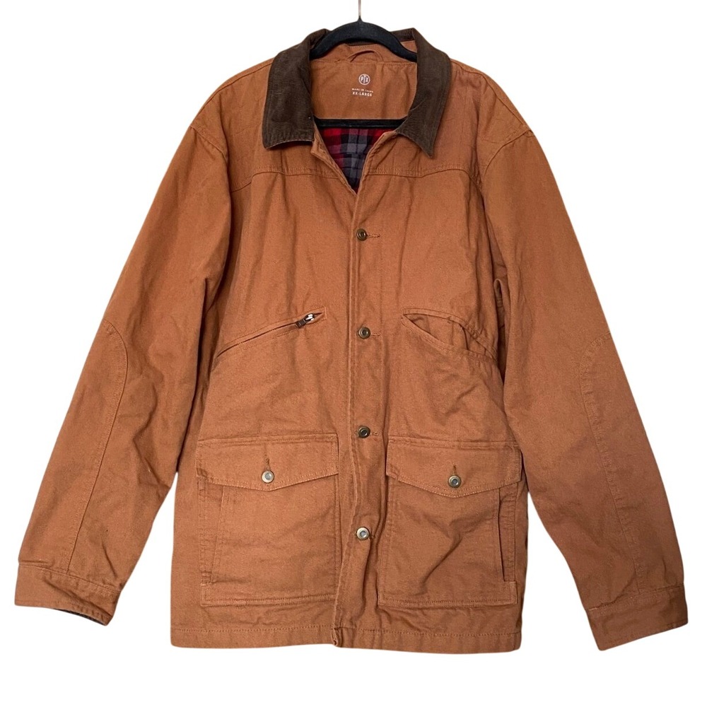 Canvas Duck Brown Barn Jacket Chore Coat‎ Plaid Lined XXL Mens Heritage Workwear